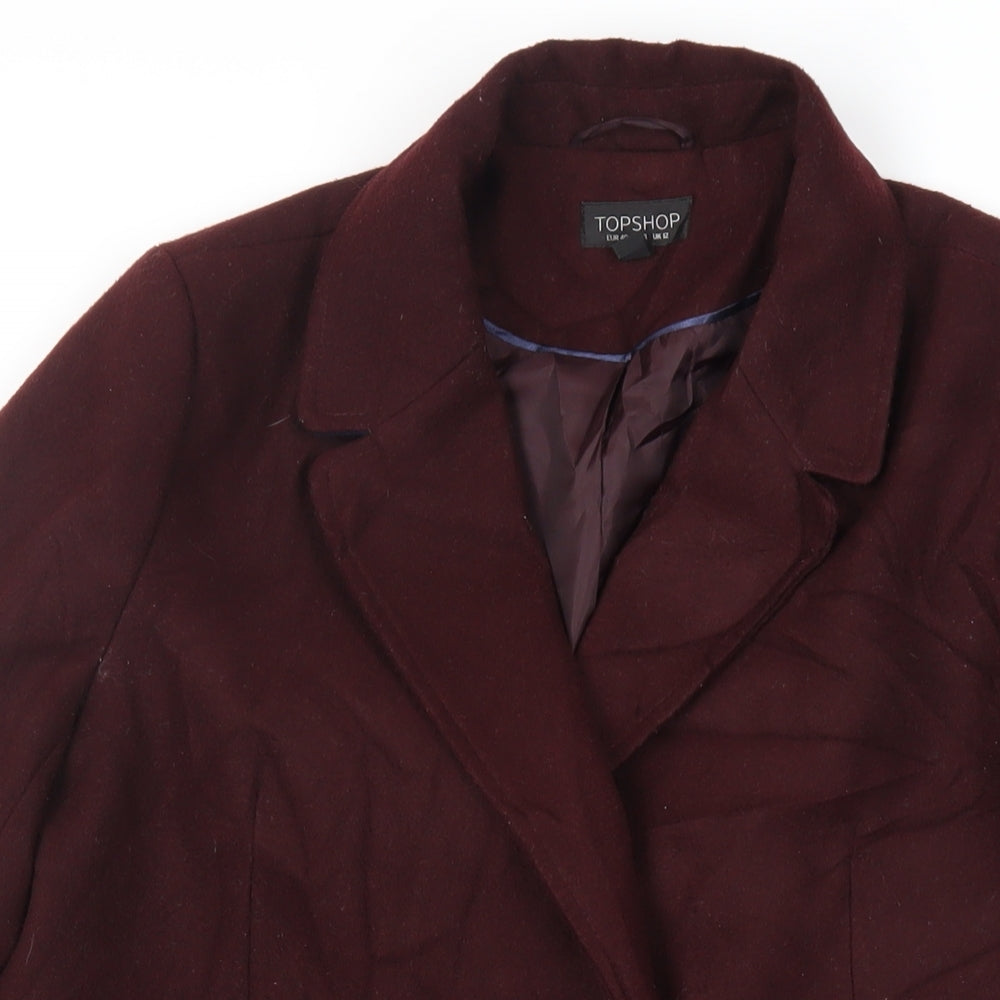 Topshop Womens Purple Overcoat Coat Size 12 Snap