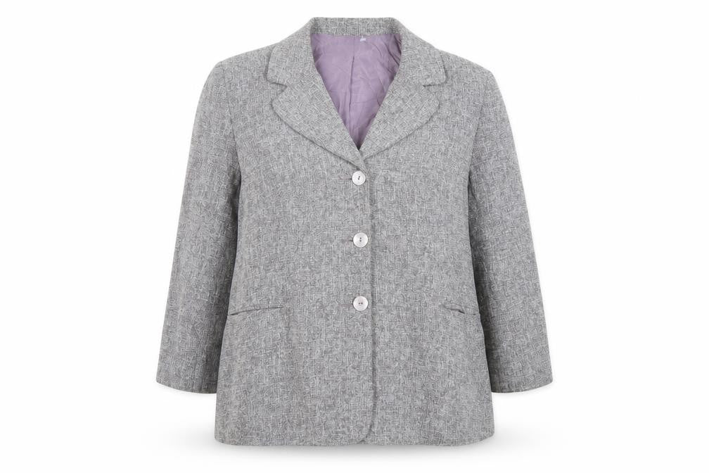 Front view of BHS women’s purple jacket blazer, size UK 18, button