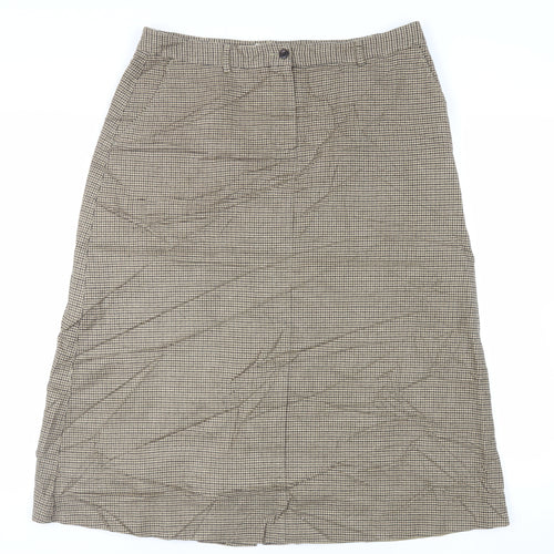 L.L. Bean Womens Beige Geometric Cotton A-Line Skirt Size 16 Button