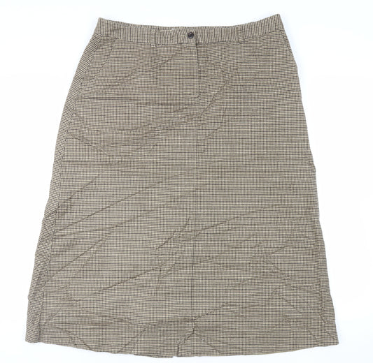 L.L. Bean Womens Beige Geometric Cotton A-Line Skirt Size 16 Button