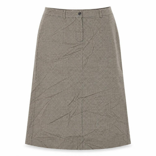 L.L. Bean Womens Beige Geometric Cotton A-Line Skirt Size 16 Button
