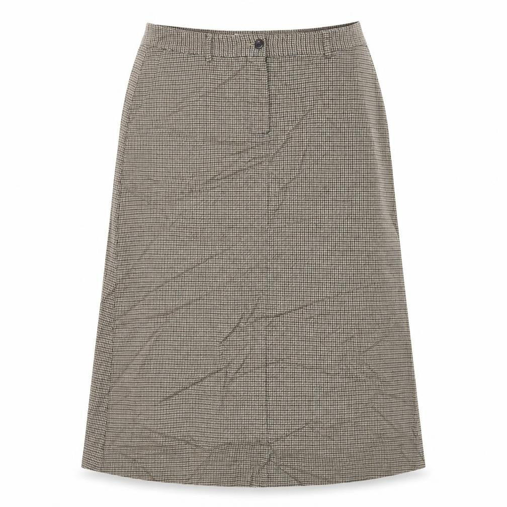 L.L. Bean Womens Beige Geometric Cotton A-Line Skirt Size 16 Button