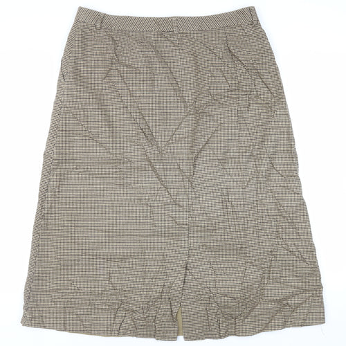 L.L. Bean Womens Beige Geometric Cotton A-Line Skirt Size 16 Button