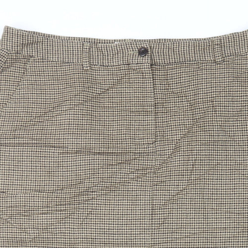 L.L. Bean Womens Beige Geometric Cotton A-Line Skirt Size 16 Button