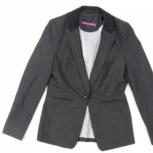 NEXT Womens Grey Geometric Jacket Blazer Size 10 Button