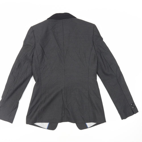 NEXT Womens Grey Geometric Jacket Blazer Size 10 Button