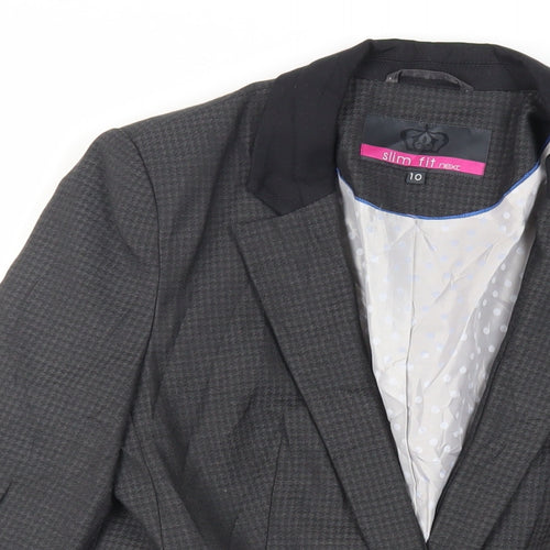 NEXT Womens Grey Geometric Jacket Blazer Size 10 Button