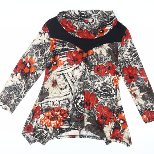 Saloos Womens Multicoloured Floral Polyester Tunic Blouse Size XL Roll Neck - Asymmetric