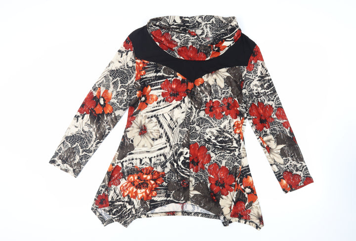 Saloos Womens Multicoloured Floral Polyester Tunic Blouse Size XL Roll Neck - Asymmetric