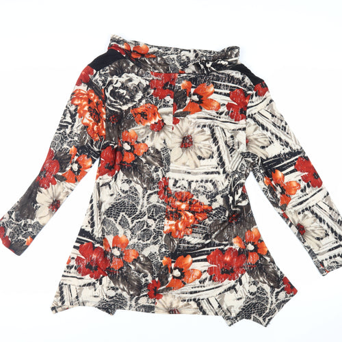 Saloos Womens Multicoloured Floral Polyester Tunic Blouse Size XL Roll Neck - Asymmetric