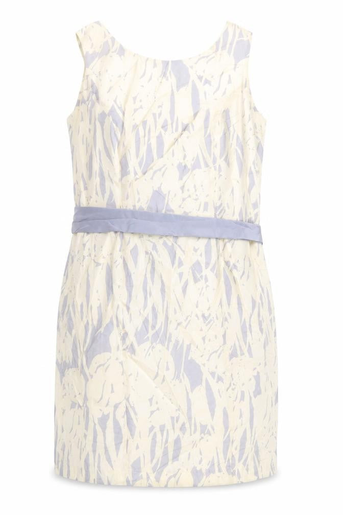 Minuet Womens Beige Geometric Silk Sheath Size 14 Boat Neck Zip - Lined