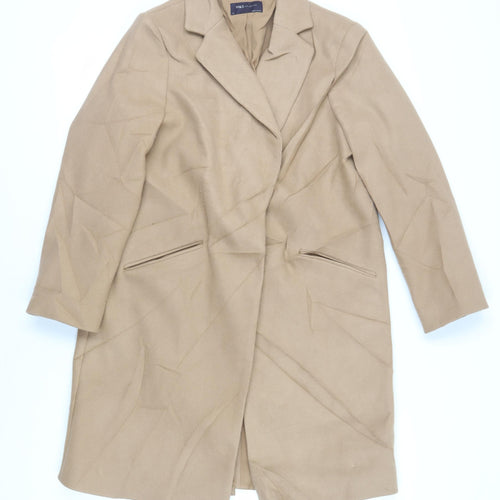 Marks and Spencer Womens Beige Overcoat Coat Size 12 Snap