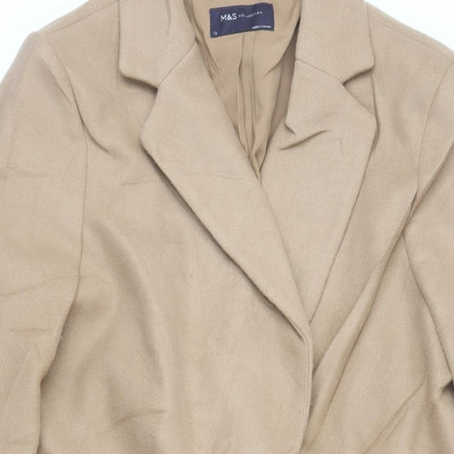 Marks and Spencer Womens Beige Overcoat Coat Size 12 Snap