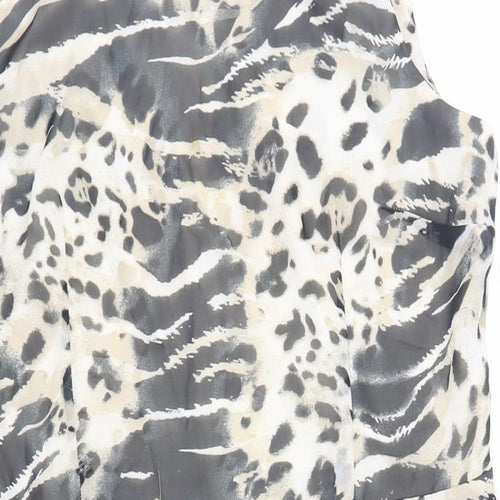 Wallis Womens Beige Animal Print Polyester Fit & Flare Size 16 Boat Neck Zip