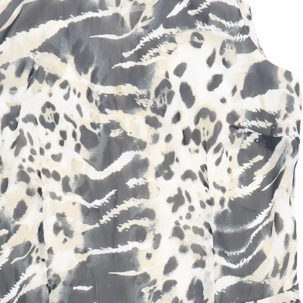 Wallis Womens Beige Animal Print Polyester Fit & Flare Size 16 Boat Neck Zip