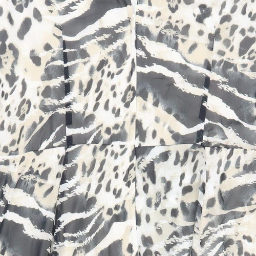 Wallis Womens Beige Animal Print Polyester Fit & Flare Size 16 Boat Neck Zip