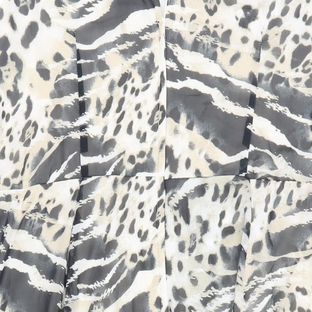 Wallis Womens Beige Animal Print Polyester Fit & Flare Size 16 Boat Neck Zip