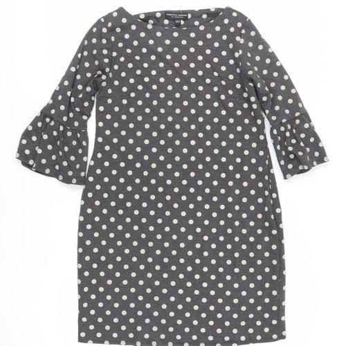 Dorothy Perkins Womens Grey Polka Dot Polyester Shift Size 10 Boat Neck Pullover