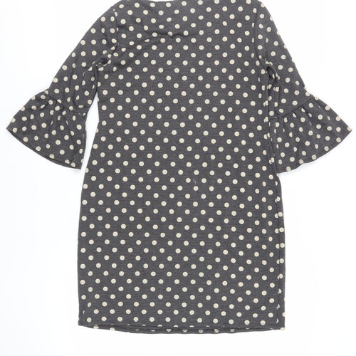Dorothy Perkins Womens Grey Polka Dot Polyester Shift Size 10 Boat Neck Pullover