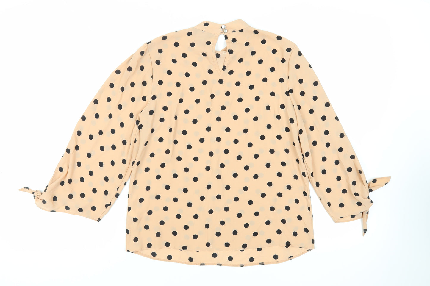 Dorothy Perkins Womens Beige Polka Dot Polyester Basic Blouse Size 8 Mock Neck