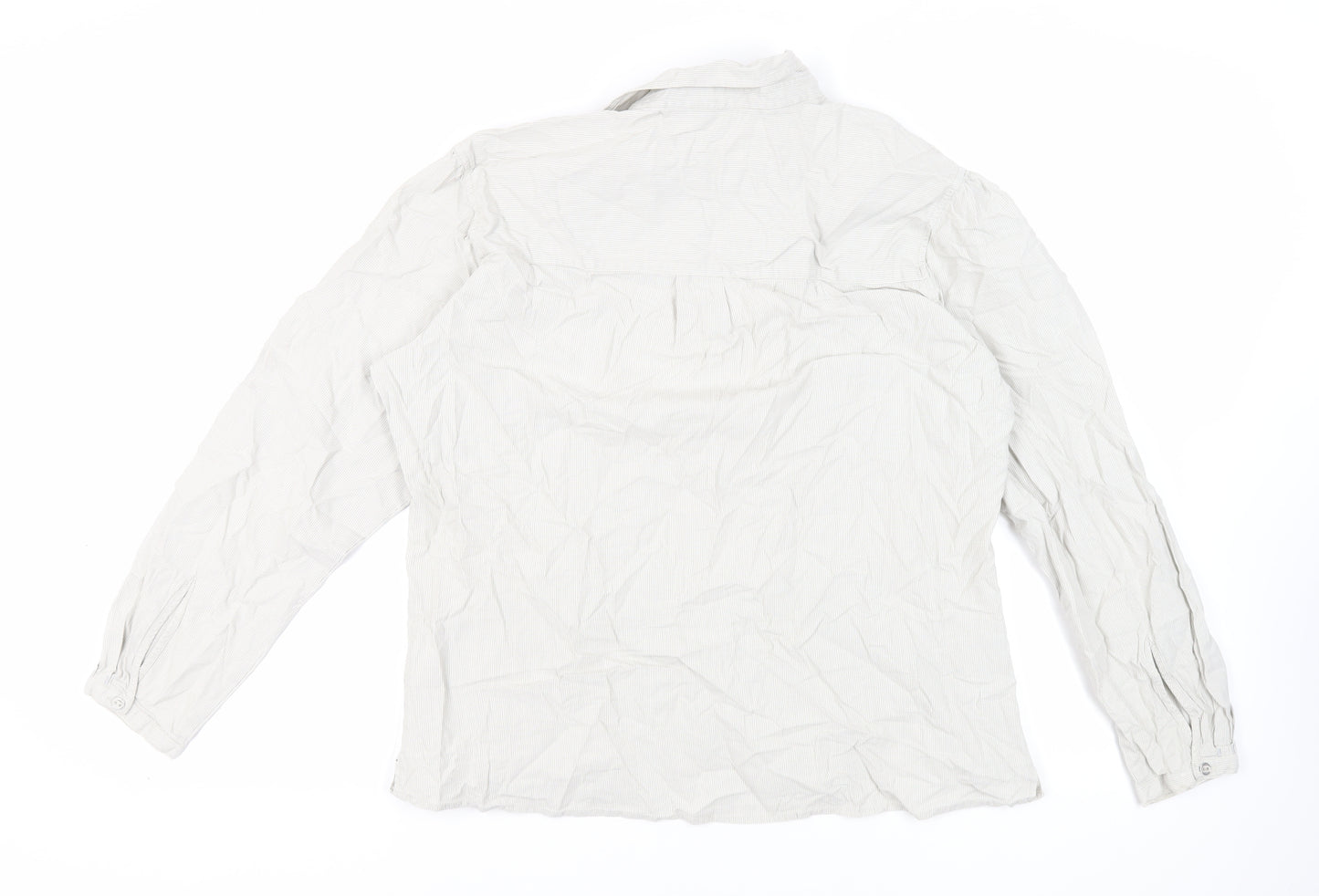 Hawkshead Womens Grey Geometric Cotton Basic Blouse Size 18 Collared