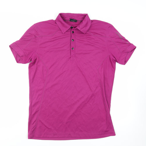 Galvin Green Mens Purple Polyester Polo Size L Collared Button