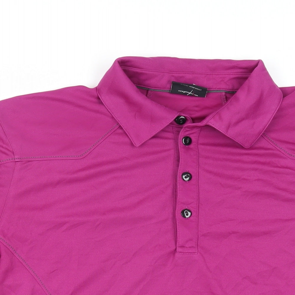 Galvin Green Mens Purple Polyester Polo Size L Collared Button