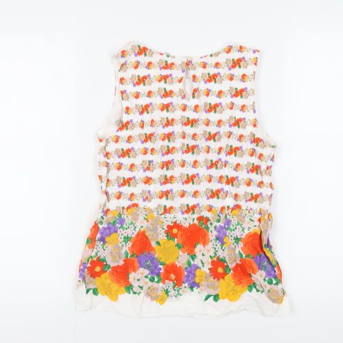 Red Herring Womens White Floral Viscose Basic Blouse Size 10 Boat Neck