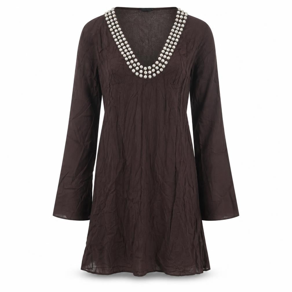 Front view of Next women’s brown cotton cover up, size UK 8