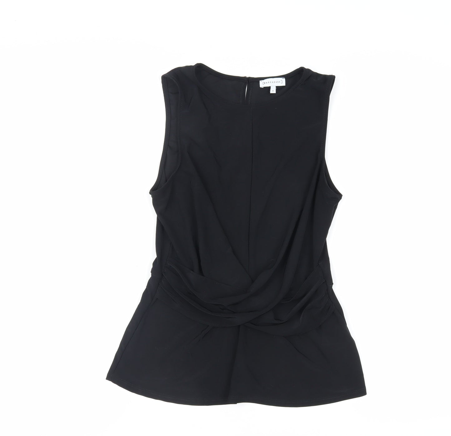 Warehouse Womens Black Polyester Basic Tank Size 10 Boat Neck