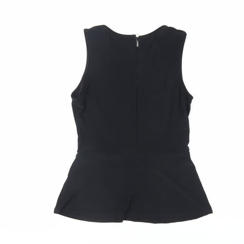 Warehouse Womens Black Polyester Basic Tank Size 10 Boat Neck