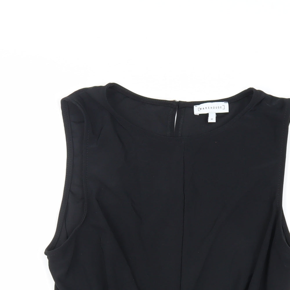 Warehouse Womens Black Polyester Basic Tank Size 10 Boat Neck