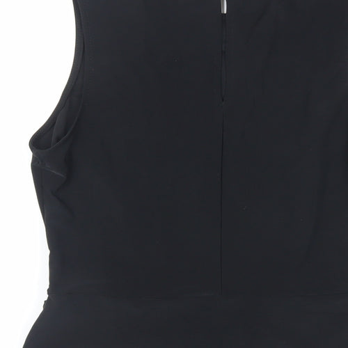Warehouse Womens Black Polyester Basic Tank Size 10 Boat Neck