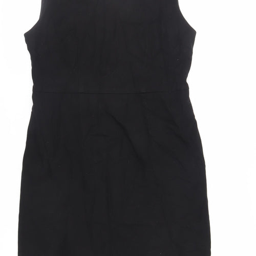 NEXT Womens Black Polyester Pencil Dress Size 12 Boat Neck Zip - Lined