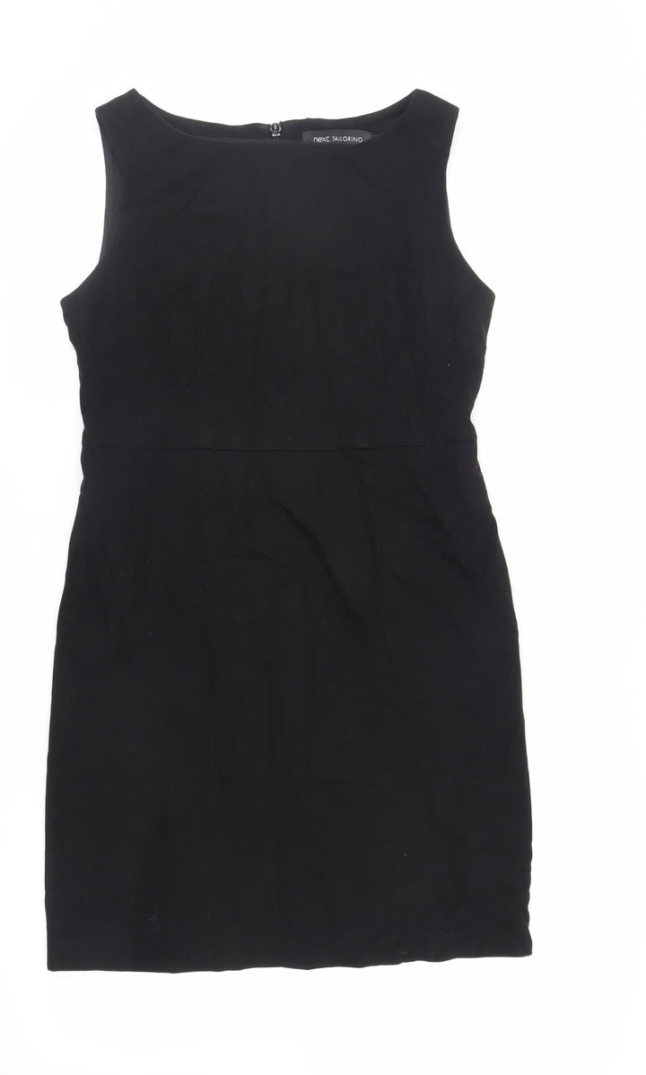 NEXT Womens Black Polyester Pencil Dress Size 12 Boat Neck Zip - Lined
