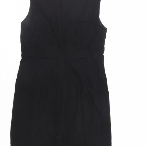 NEXT Womens Black Polyester Pencil Dress Size 12 Boat Neck Zip - Lined