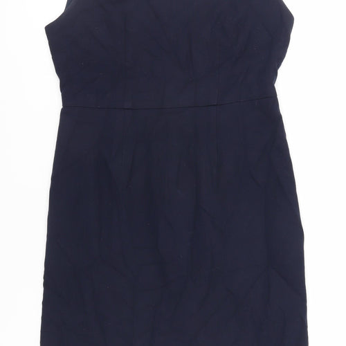 NEXT Womens Blue Polyester Pencil Dress Size 12 Boat Neck Zip