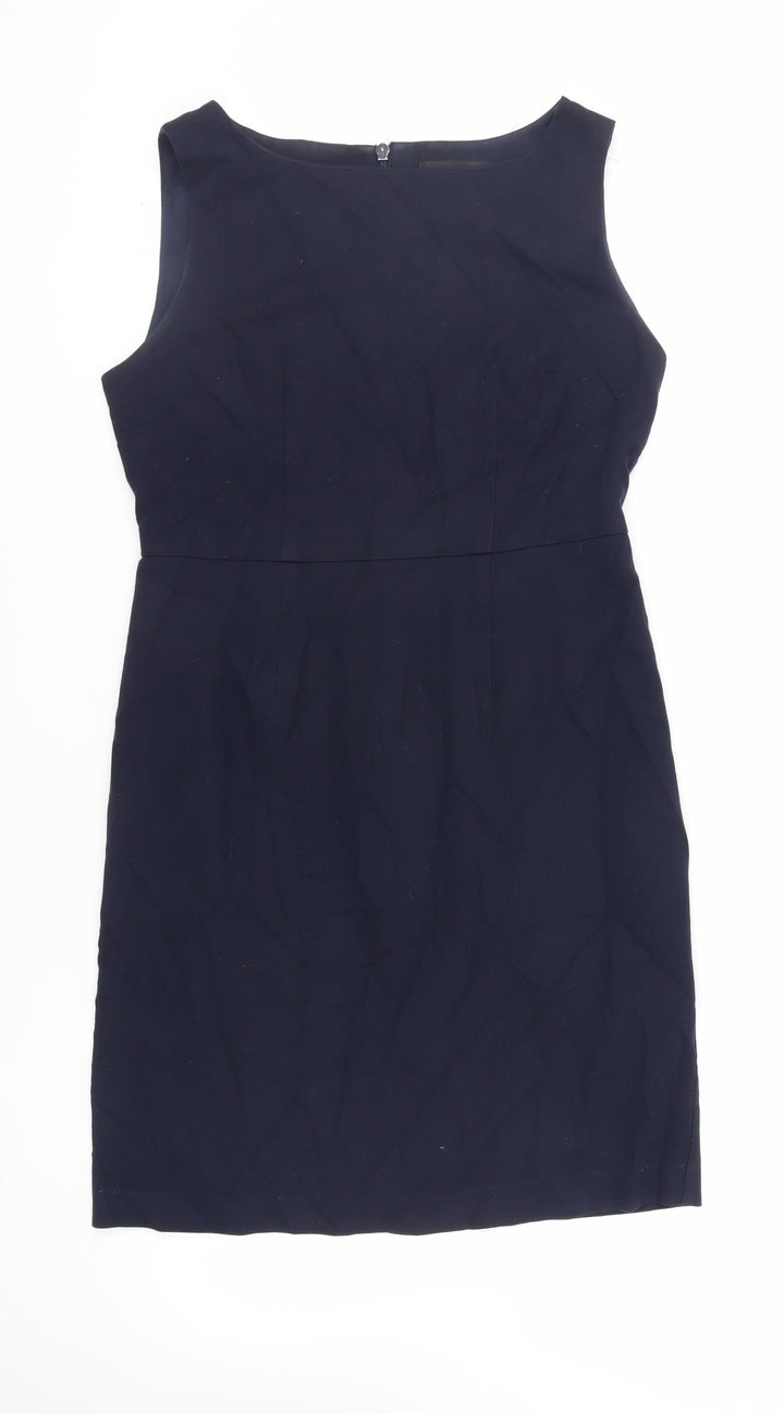 NEXT Womens Blue Polyester Pencil Dress Size 12 Boat Neck Zip