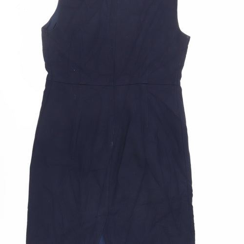 NEXT Womens Blue Polyester Pencil Dress Size 12 Boat Neck Zip