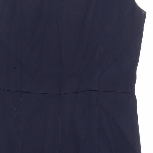 NEXT Womens Blue Polyester Pencil Dress Size 12 Boat Neck Zip