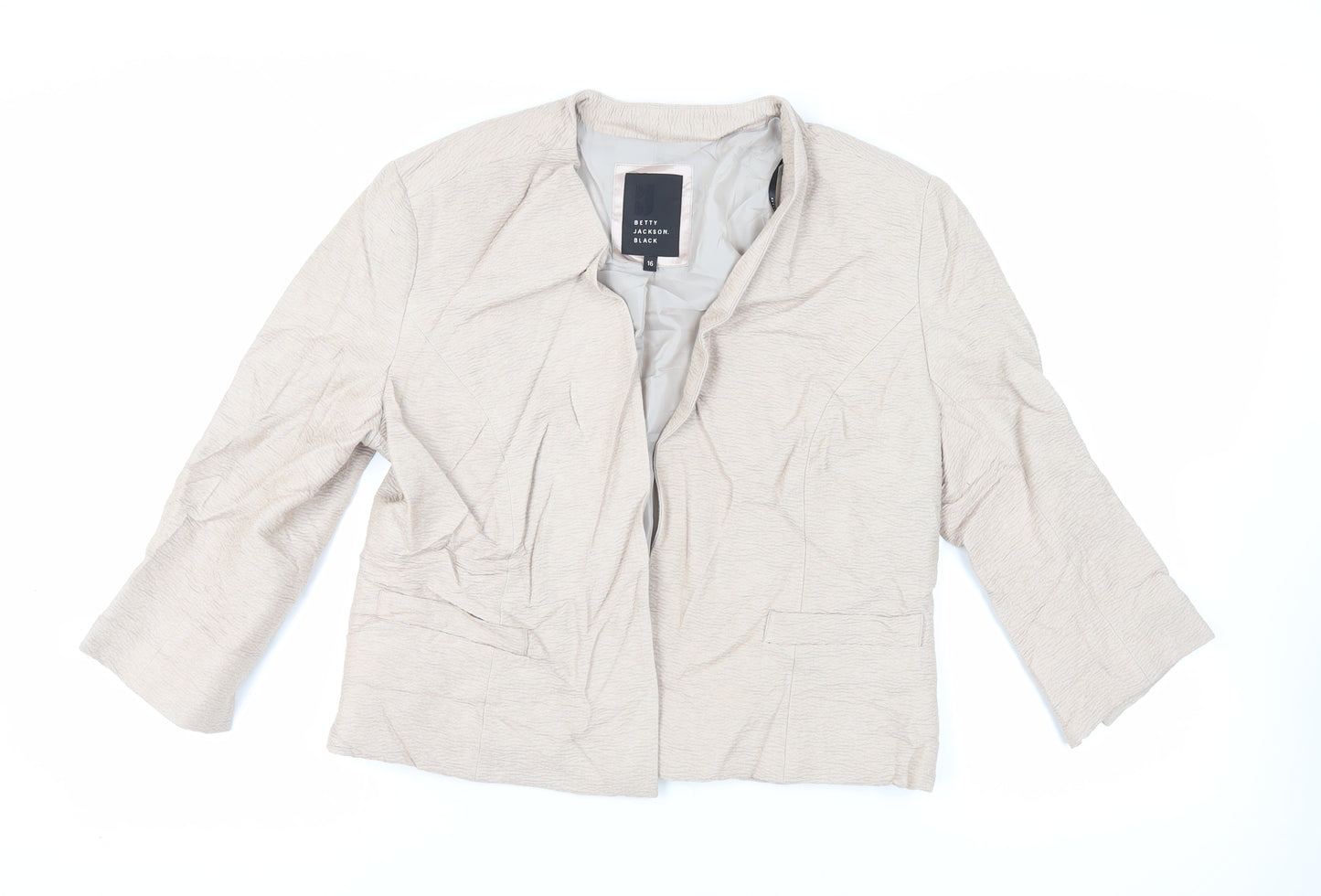 Betty Jackson Womens Beige Jacket Blazer Size 16 - Open