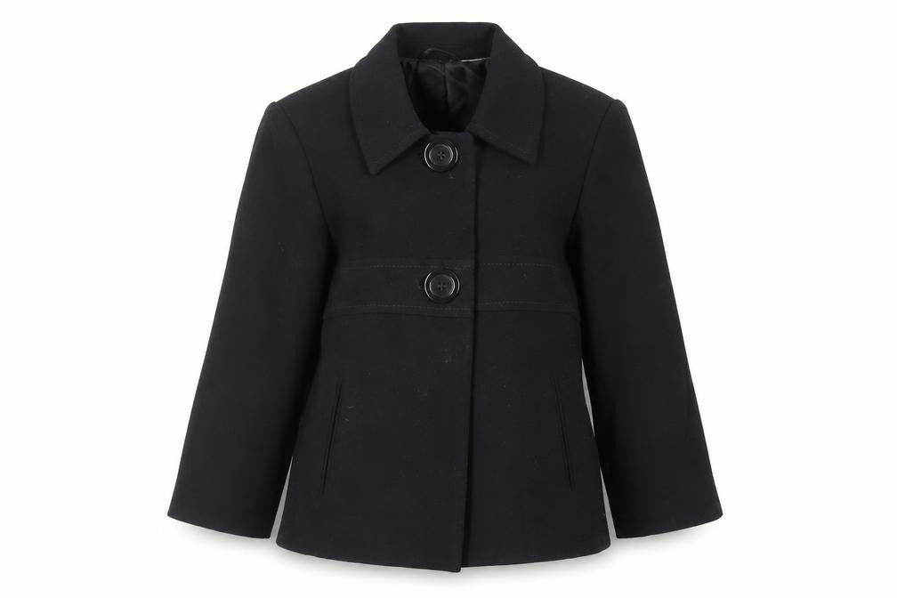 Front view of Marks & Spencer women’s black jacket blazer, size UK 12, button