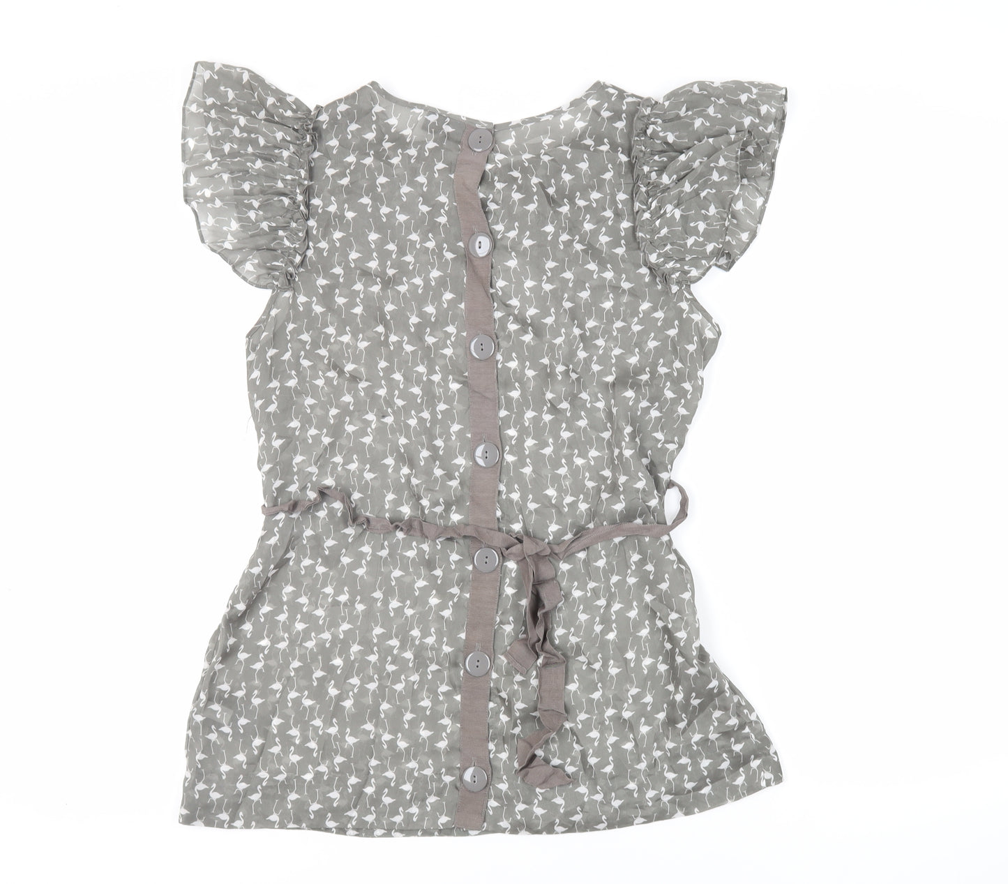 NEXT Womens Green Geometric Polyester Basic Blouse Size 16 Round Neck - Sheer