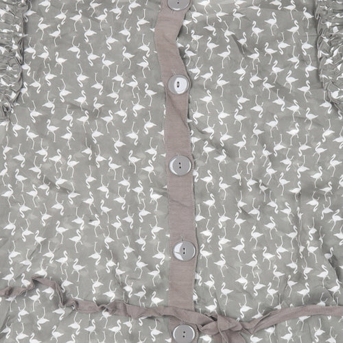 NEXT Womens Green Geometric Polyester Basic Blouse Size 16 Round Neck - Sheer