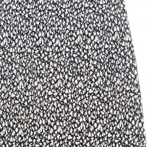 Pull&Bear Womens Black Floral Polyester A-Line Skirt Size S - Side Slits