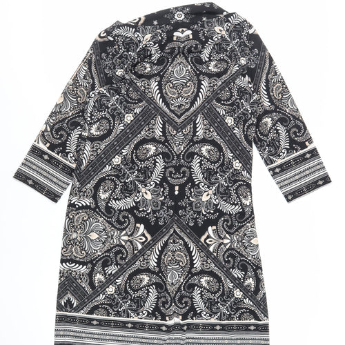 Wallis Womens Black Paisley Polyester Shift Size M Boat Neck Pullover