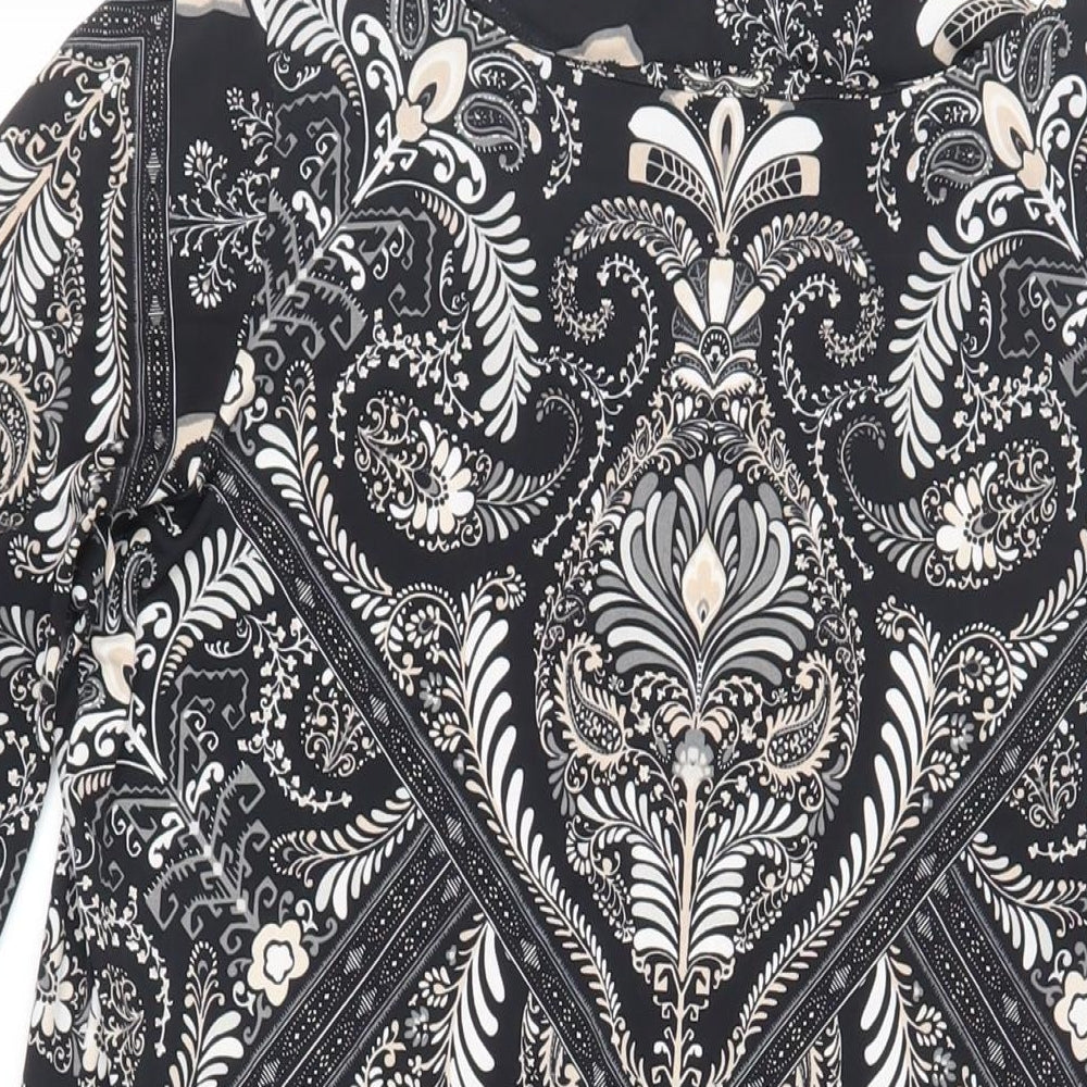 Wallis Womens Black Paisley Polyester Shift Size M Boat Neck Pullover