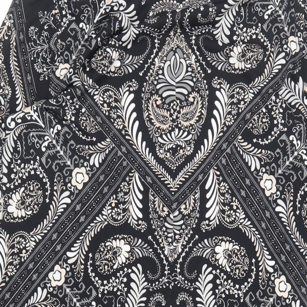 Wallis Womens Black Paisley Polyester Shift Size M Boat Neck Pullover