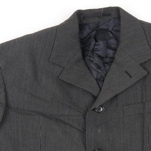 Gibson Mens Grey Striped Polyester Jacket Suit Jacket Size 40 Regular