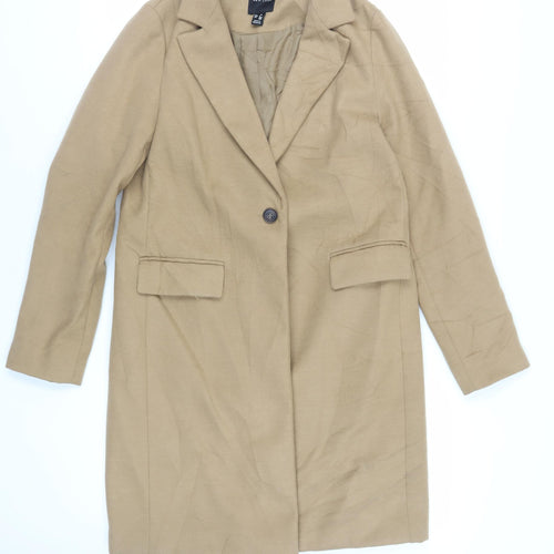 New Look Womens Beige Overcoat Coat Size 10 Button